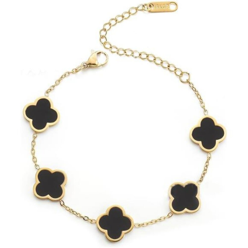 Four Leaf Clover Gold Plated Bracelet Adjustable Lucky Charm Jewelry Gift Women